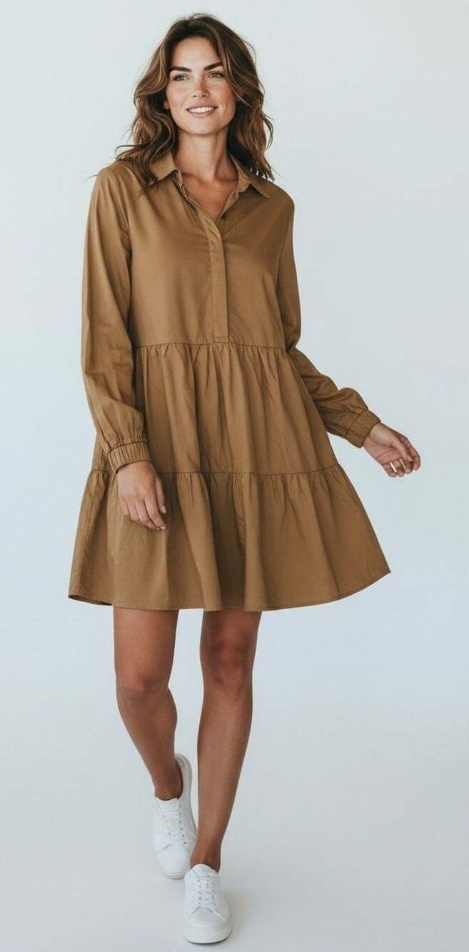 Young Fabulous & Broke YFB Brown Long Sleeve  Dress Women's XS